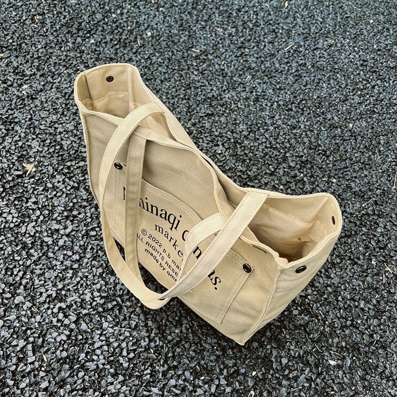 Túi Tote Đeo Vai Vải Canvas Màu Đen Sức Chứa Lớn Mẫu 2023 Thời Trang Mùa Hè Cho Nữ