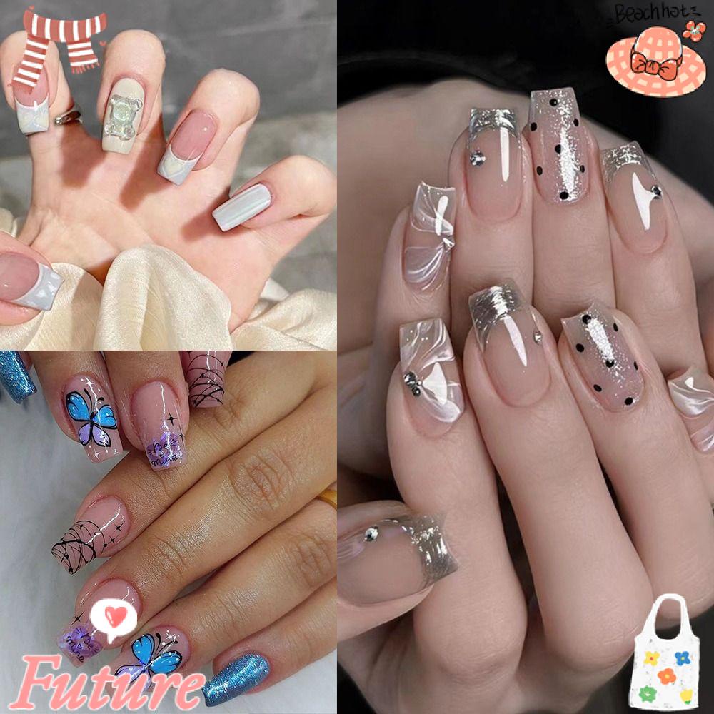 FUTURE Bộ 24 Móng Tay Giả Che Phủ Toàn Diện Tháo Rời Được DIY