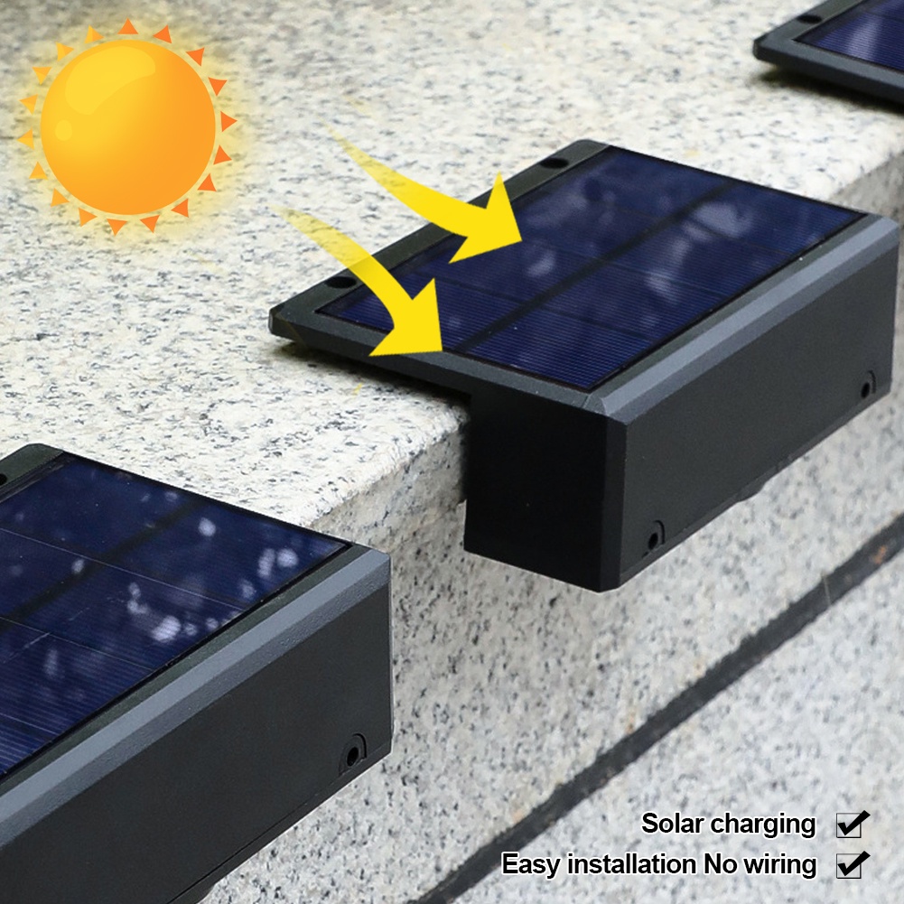 Bộ 4 Đèn LED Gắn Tường Chiếu Sáng Ngoài Trời Sử Dụng Năng Lượng Mặt Trời Chống Thấm Nước