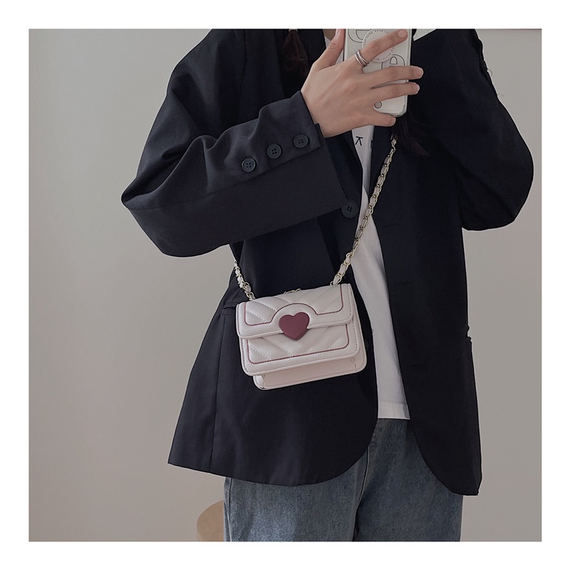 Phiên bản oran của cô gái thời trang yêu thích dung tích lớn chuỗi lưới kim cương chéo túi vuông nhỏ cho phụ nữ