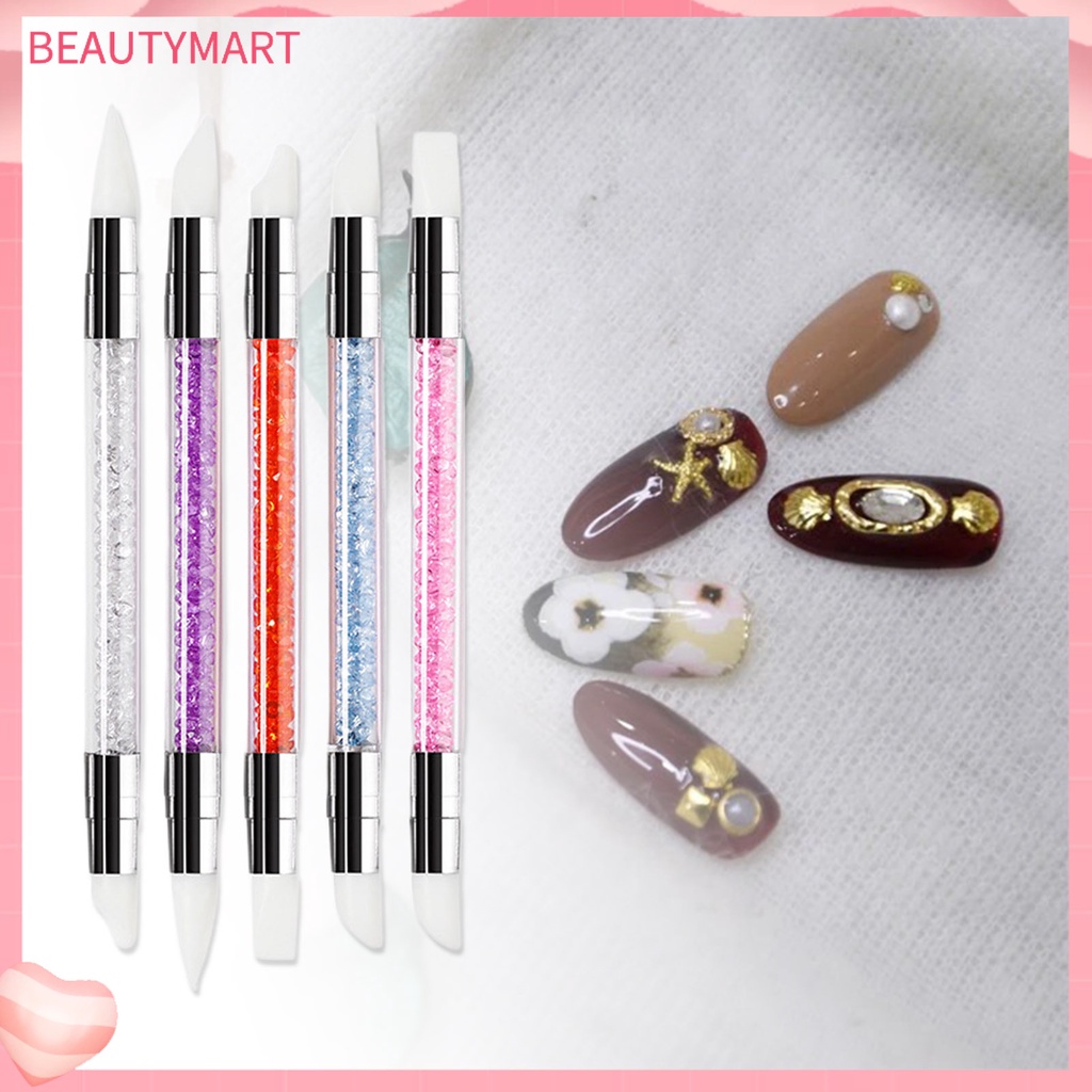 Set 5 Bút Trang Trí Móng Hai Đầu Bằng Silicon Mềm Thoải Mái Đa Năng Cho Salon