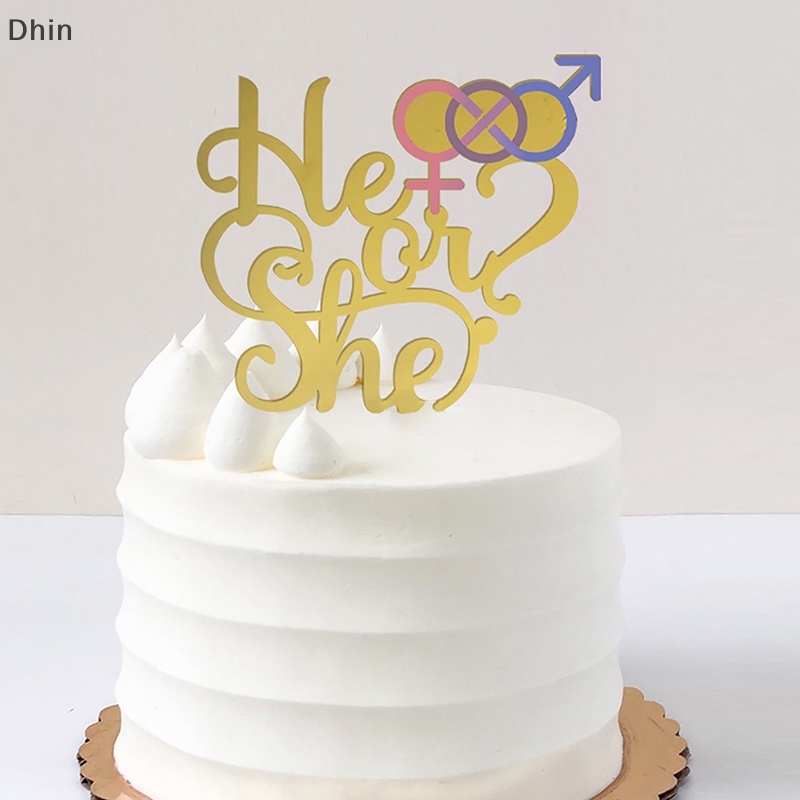 Cờ Chữ She Or He Birthday Trang Trí Bánh Kem Bằng Acrylic