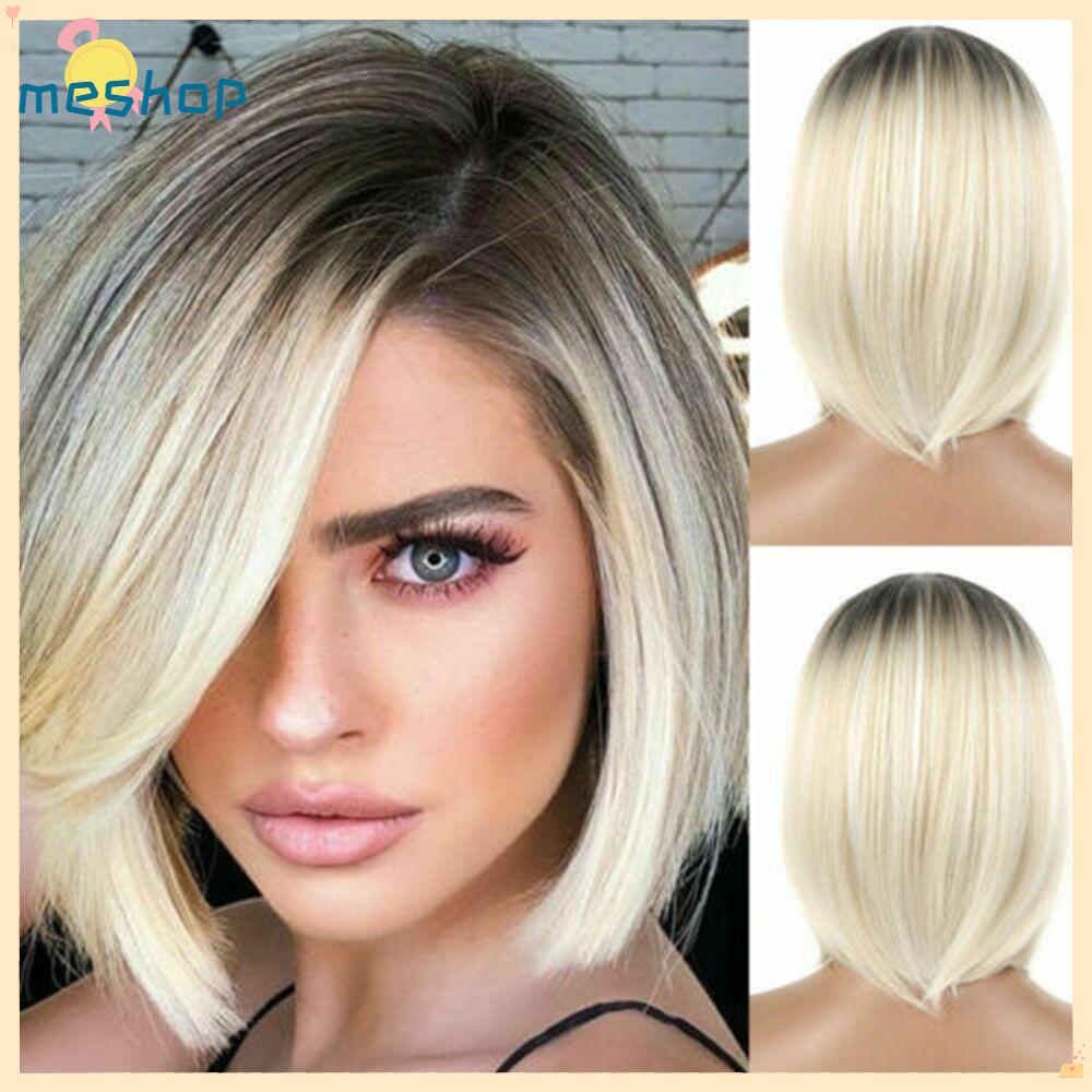 ME Bộ Tóc Giả Ngắn Màu Sắc Tự Nhiên Bằng Sợi Tổng Hợp