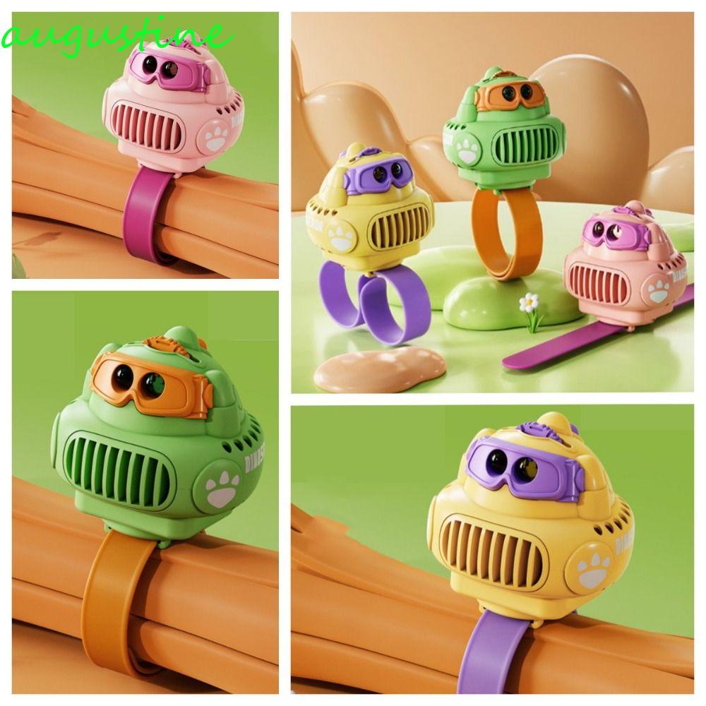 AUGUSTINE Quạt Thông Gió Cầm Tay Không Cánh Họa Tiết Hoạt Hình Cho Trẻ Em