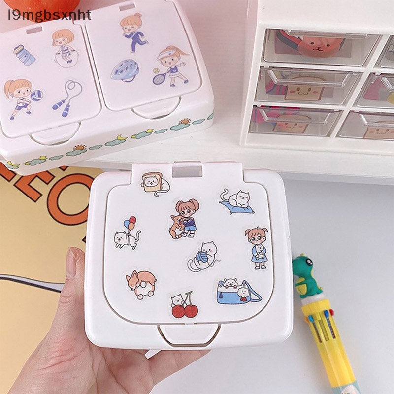 OOO dễ thương nút nhựa Máy tính để bàn hộp lưu trữ jewlery Organizer trường hợp với nắp Sticker uuu