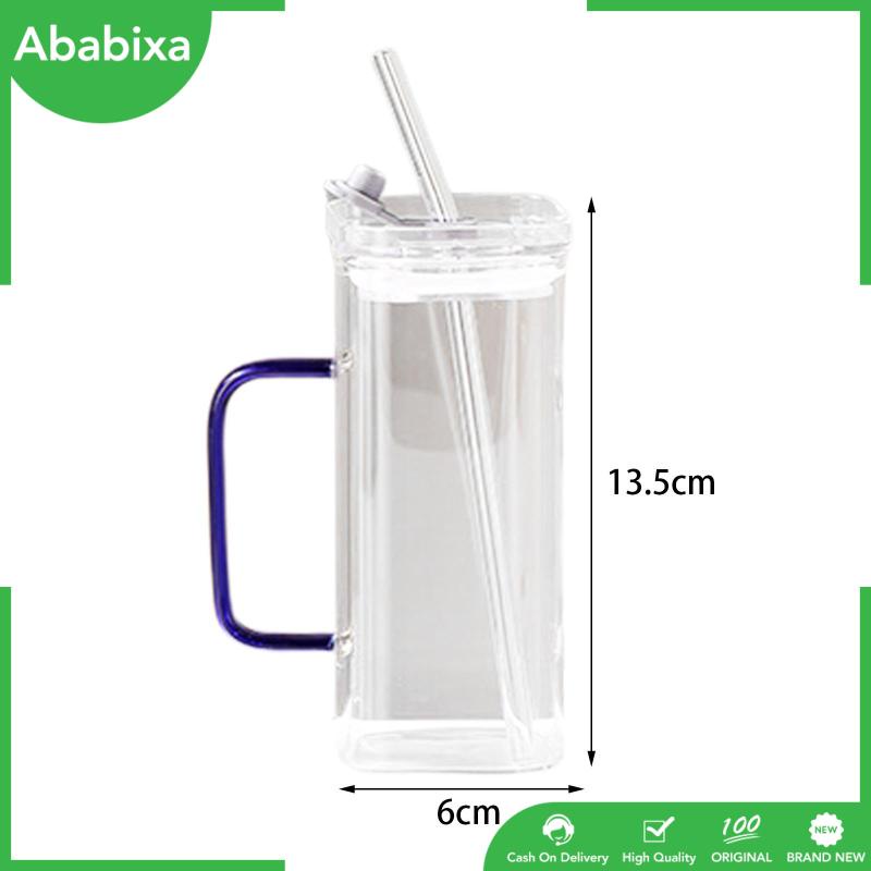 Bình Thủy Tinh Trong Suốt Hình Vuông 400ml Đựng Cà Phê / Sữa Ăn Sáng Tiện Dụng
