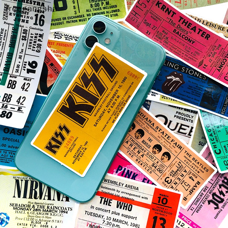Set 25 Sticker Dán Trang Trí Hình Vé Nhạc Rock Phong Cách Retro