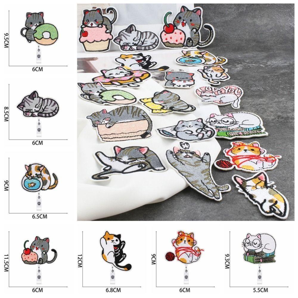 Huy Hiệu Hình Mèo Thêu Huy Hiệu Thời Trang Sáng Tạo Giá Đỡ