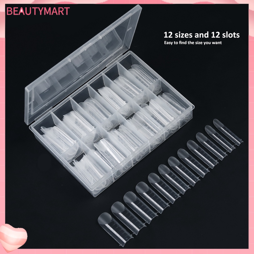 Hộp 120 Móng Tay Giả Nhiều Kích Cỡ Có Thể Tháo Rời Dễ Dàng Điêu Khắc Trong Suốt