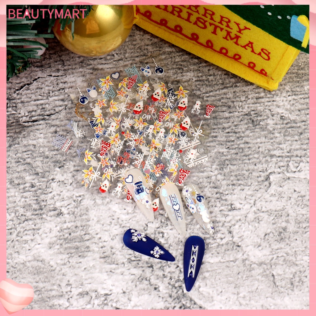 Miếng Dán Móng Tay Tự Dính Chống Nước Không Phai Có Thể Tháo Rời Chủ Đề Giáng Sinh