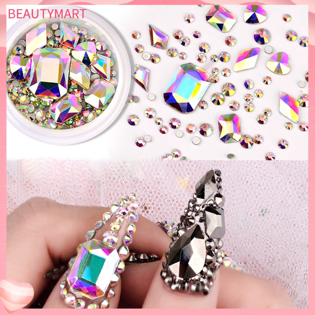 1 Hộp Hạt Đá 3D Lấp Lánh Trang Trí Móng Tay Nghệ Thuật Thời Trang