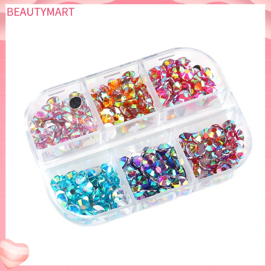 Hộp 6 Ngăn Đựng Hạt Đá 3D Trong Suốt Chống Rơi Trang Trí Móng Tay Nghệ Thuật