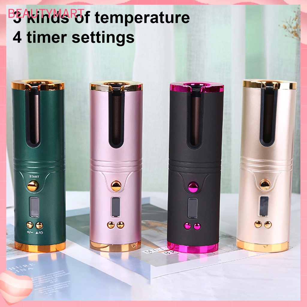 1 Bộ Máy Uốn Tóc Không Dây Bằng ABS Màn Hình LCD Tự Động Làm Nóng Nhanh Cho Nữ