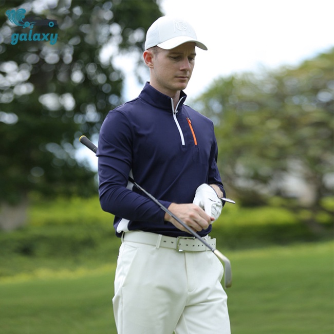 Galaxy Áo Thun Thể Thao Dài Tay Cổ Đứng Phối Màu Tương Phản Thoáng Khí Có Khóa Kéo Thời Trang Cho Nam