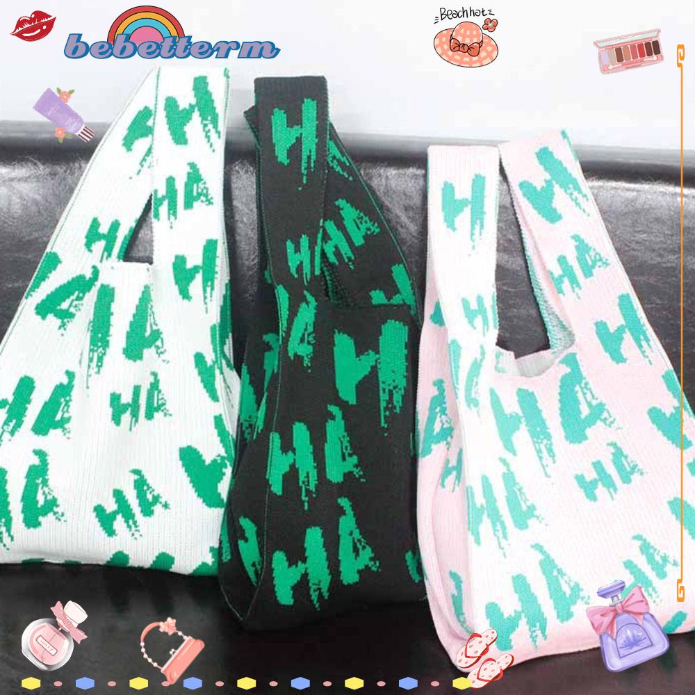 BEBETTERM Túi Mua Sắm Đeo Cổ Tay Đan Len Có Thể Tái Sử Dụng