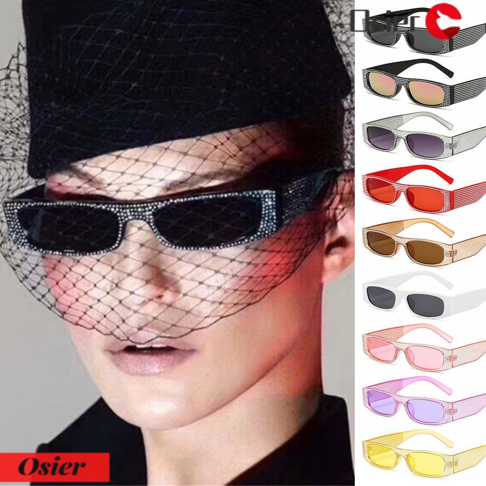 OSIER1 Kính Mát Gọng Chữ Nhật Nhỏ Đính Đá Thời Trang Cho Nữ