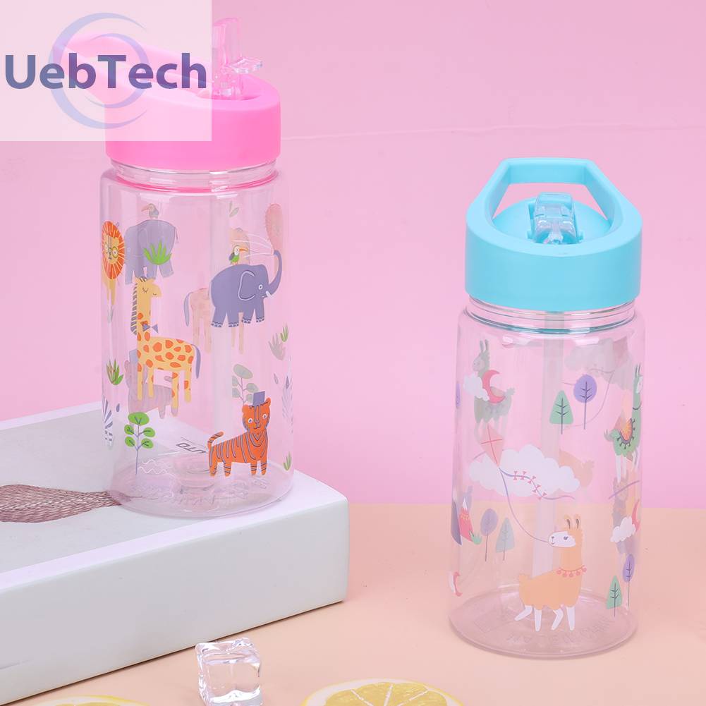 Bình Nước Thể Thao 450ML Có Ống Hút Họa Tiết Dễ Thương Cho Bé