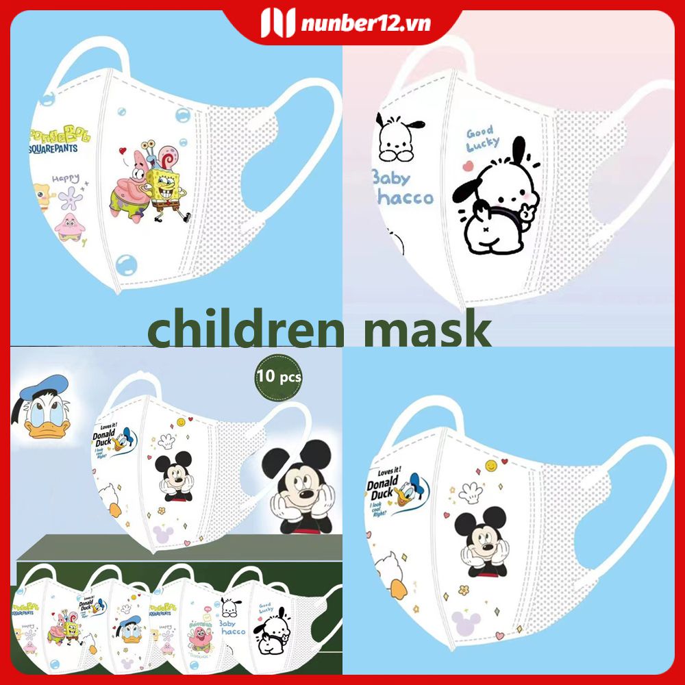 Mặt Nạ Trẻ Em Mặt Nạ 3d Mặt Nạ Móc Tai Co Giãn Rộng Thoáng Khí Vịt Donald Chuột Mickey Mềm Mại Và Thoải Mái Thích Hợp Cho Bé 3-12 Tuổi Bộ 50 Cái Bé Trai Bé Gái (number12.vn.)