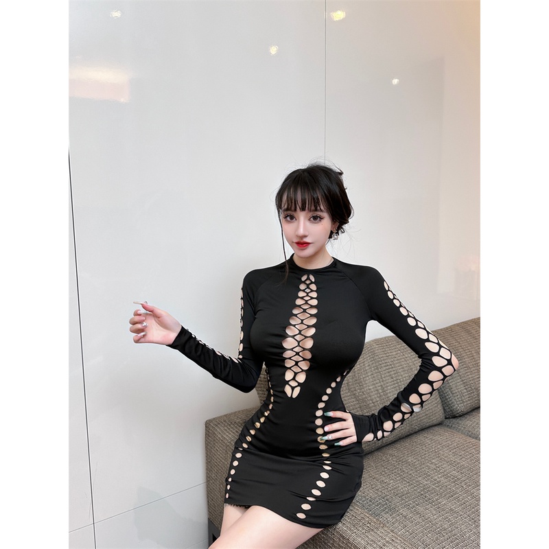 Áo Thun Tay Dài Cổ Tròn Màu Trơn Quyến Rũ Dành Cho Nữ