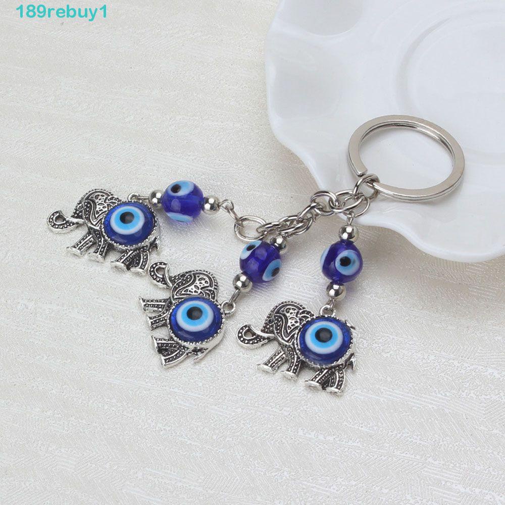 REBUY1 Móc Khóa Xe Hơi Charms. Dây Treo Trang Trí Xe Hơi Hình Voi Xanh Có Tua Rua