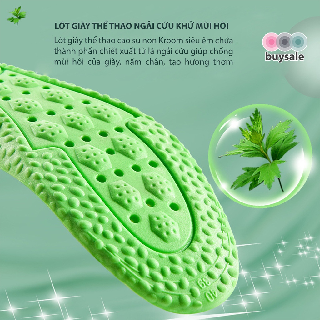 Lót giày thể thao bổ sung ốp đệm khí trợ lực cho gót chân, mặt dưới tổ ong hương ngải cứu thoáng khí - buysale - BSPK360