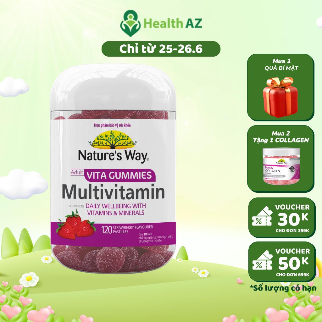 Kẹo Dẻo Multivitamin NATURE'S WAY, Vitamin Tổng Hợp, Multi-Vitamin, Tăng Cường Sức Khỏe Tổng Thể Hộp 120 Viên