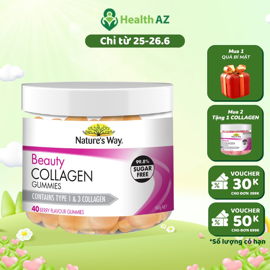 Kẹo Dẻo Collagen Beauty Gummies NATURE'S WAY Hỗ Trợ Làm Đẹp Da, Hộp 40 Viên