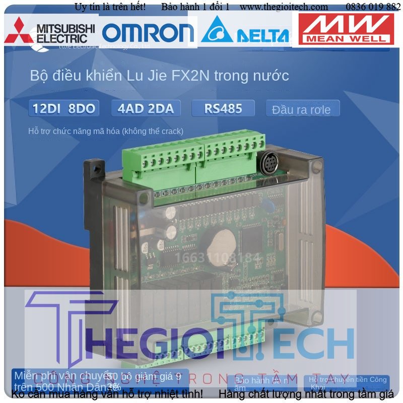 Board mạch Điều Khiển Công Nghiệp PLC FX2N-20MR với cổng giao tiếp RS232 và RS485 Modbus RTU 4AD 2DA Có đồng hồ RTC