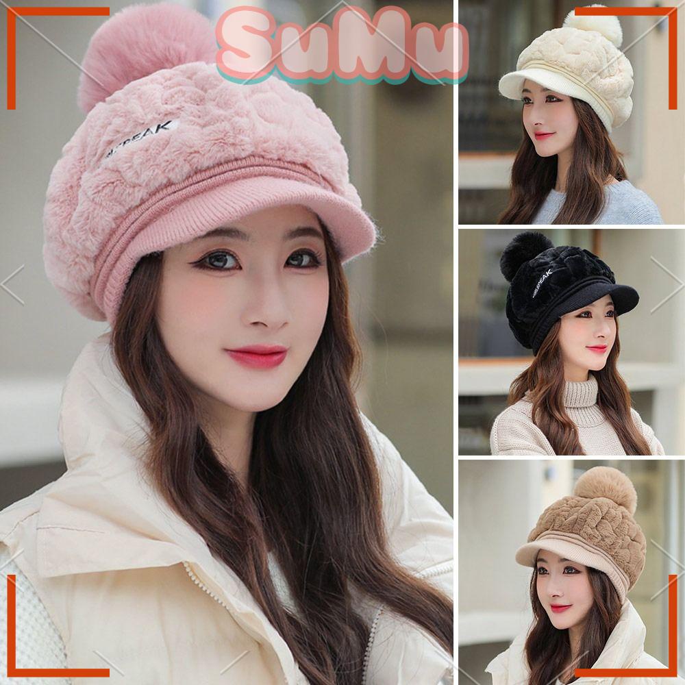 SUMU Mũ Lưỡi Trai Dày Dặn Giữ Ấm Thời Trang Cho Nữ