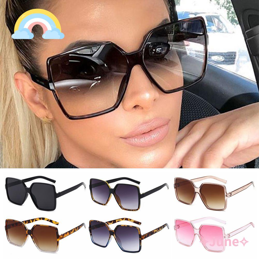 JUNE Kính Mát Gọng Vuông Lớn Phong Cách Vintage Sang Trọng