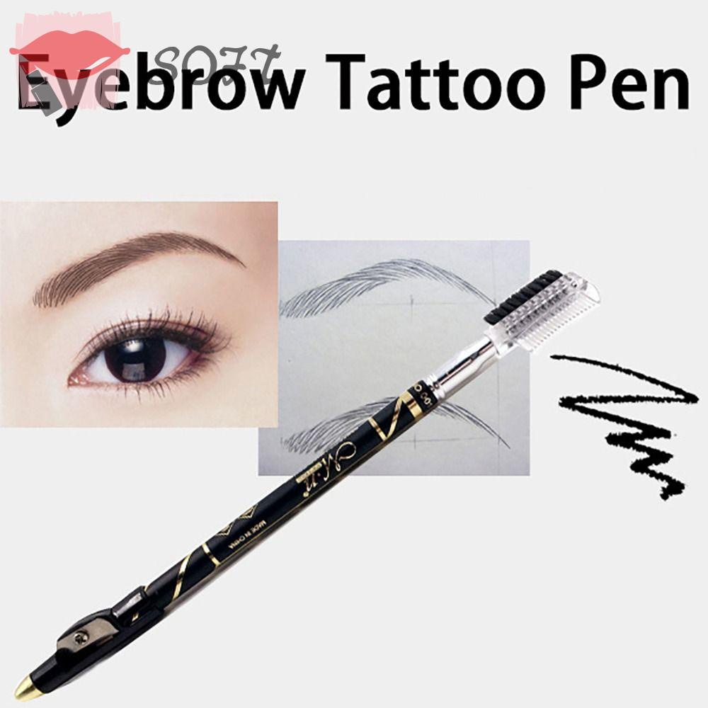 SOFTNESS Bút Xăm Lông Mày Màu Đen &amp; Cà Phê Siêu Mịn Tự Nhiên Kèm Nắp Chuốt Lâu Trôi Trang Điểm Chuyên Nghiệp