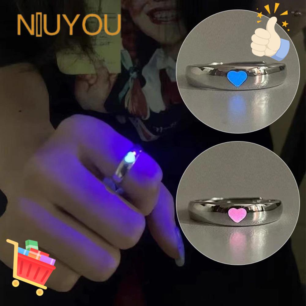 NIUYOU Set 10 Nhẫn Cặp Đôi Màu Sắc Phát Sáng Trong Tối