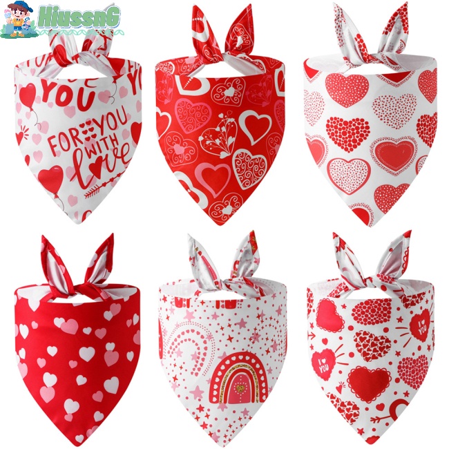 Khăn Choàng Cổ Mềm Mại Thoải Mái In Họa Tiết Trái Tim Dễ Thương Cho Thú Cưng