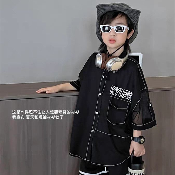 Áo Sơ Mi Ngắn Tay Dáng Rộng Phong Cách Mới Cho Bé Trai