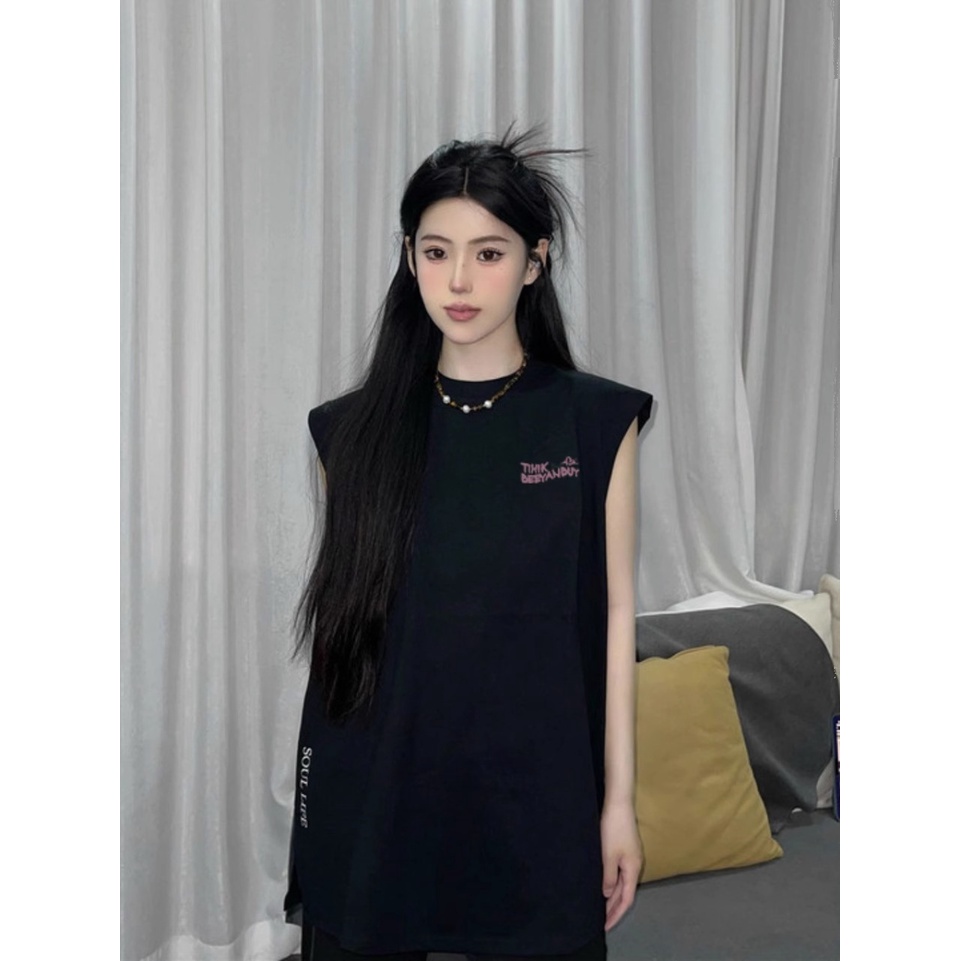 NRVP Áo Thun Nữ Không Tay 100% Cotton Thời Trang Hàn Quốc