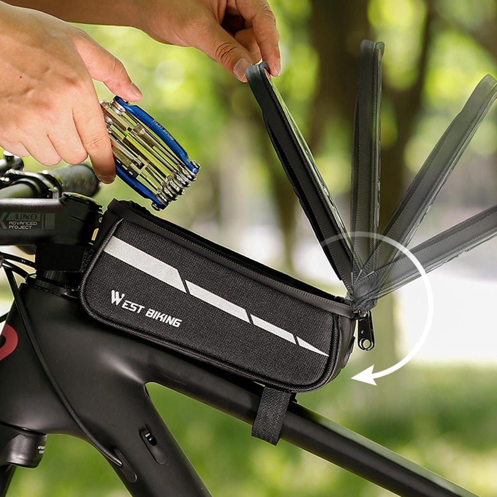 (CD) Túi Đựng Điện Thoại Cảm Ứng Màn Hình Kép Có Khóa Kéo Đôi Cho Tất Cả Các Loại Xe Đạp