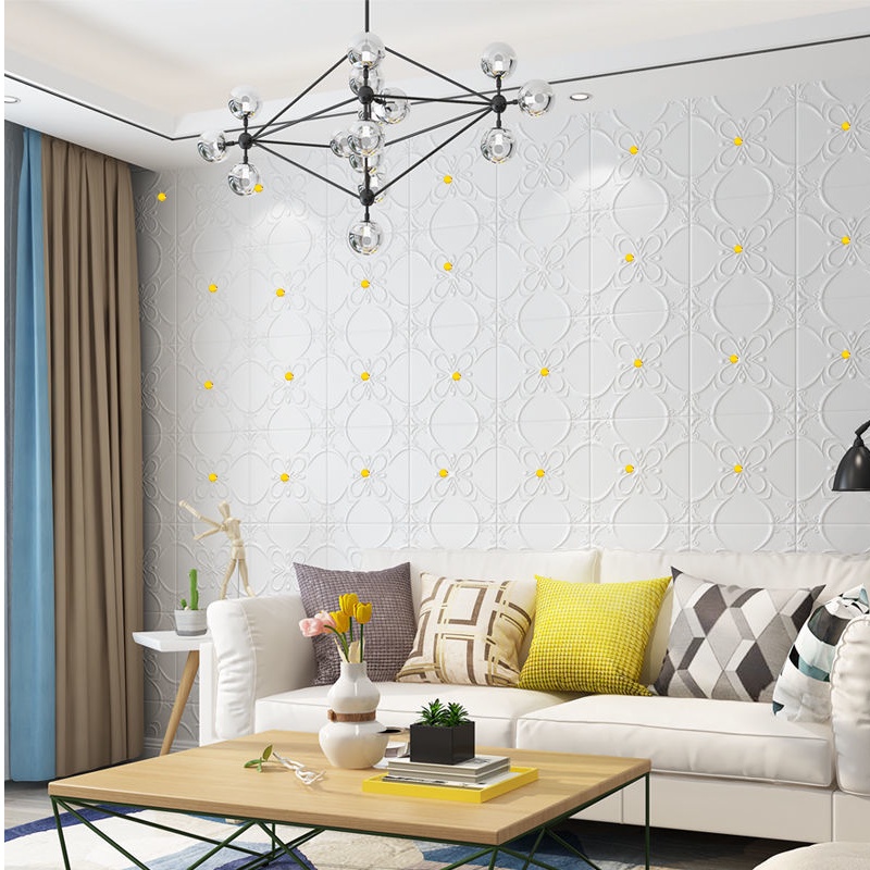miếng dán tường xốp dán tường 3d sốp dán tường sốp dán tường Trang trí nhà cửa Giấy Dán Tường Trần Nhà Họa Tiết Hoa Dày 6mm Chống Thấm Nước Trang Trí Nhà Cửa