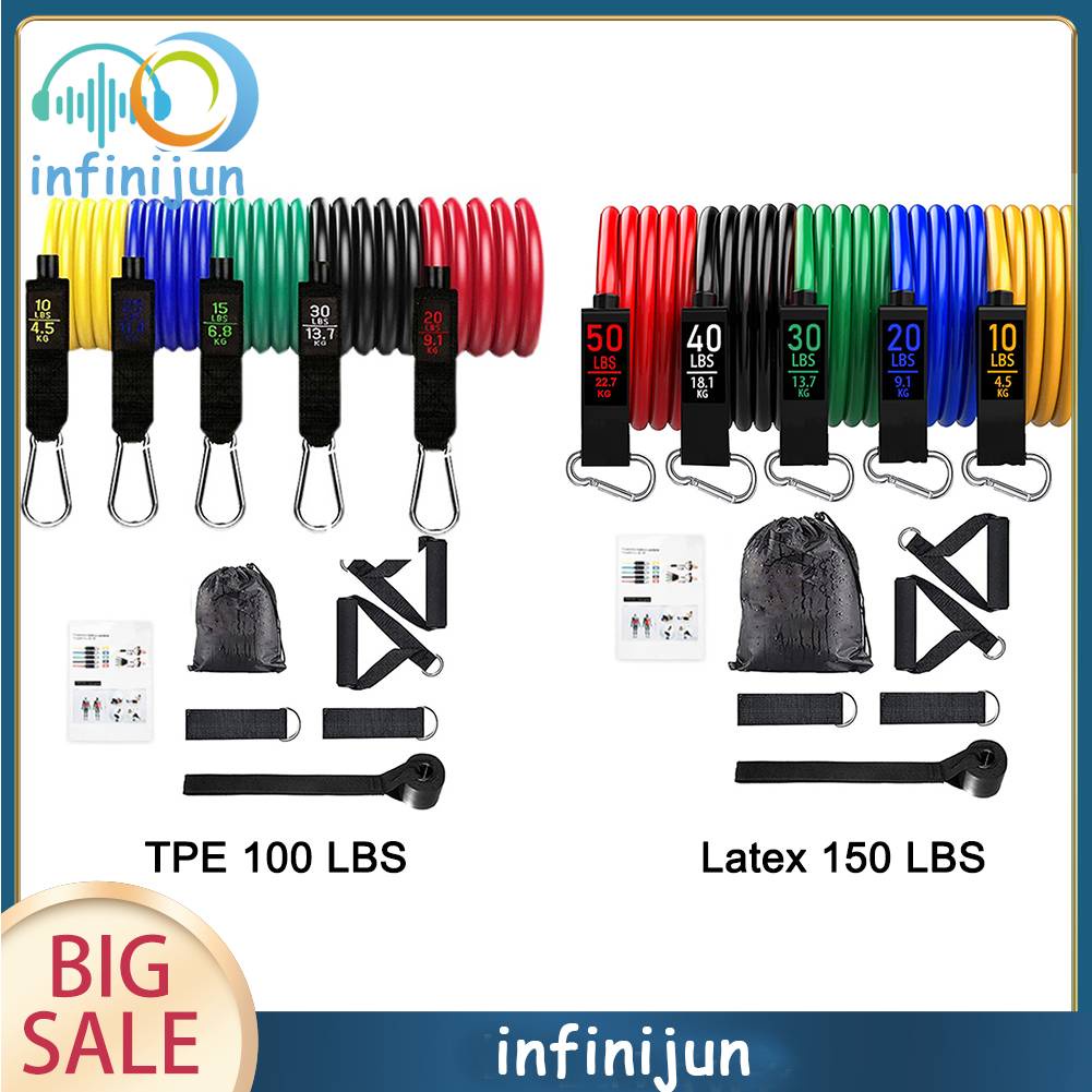 Set 11 Dây Kéo Đàn Hồi Hỗ Trợ Tập Yoga / Thể Hình