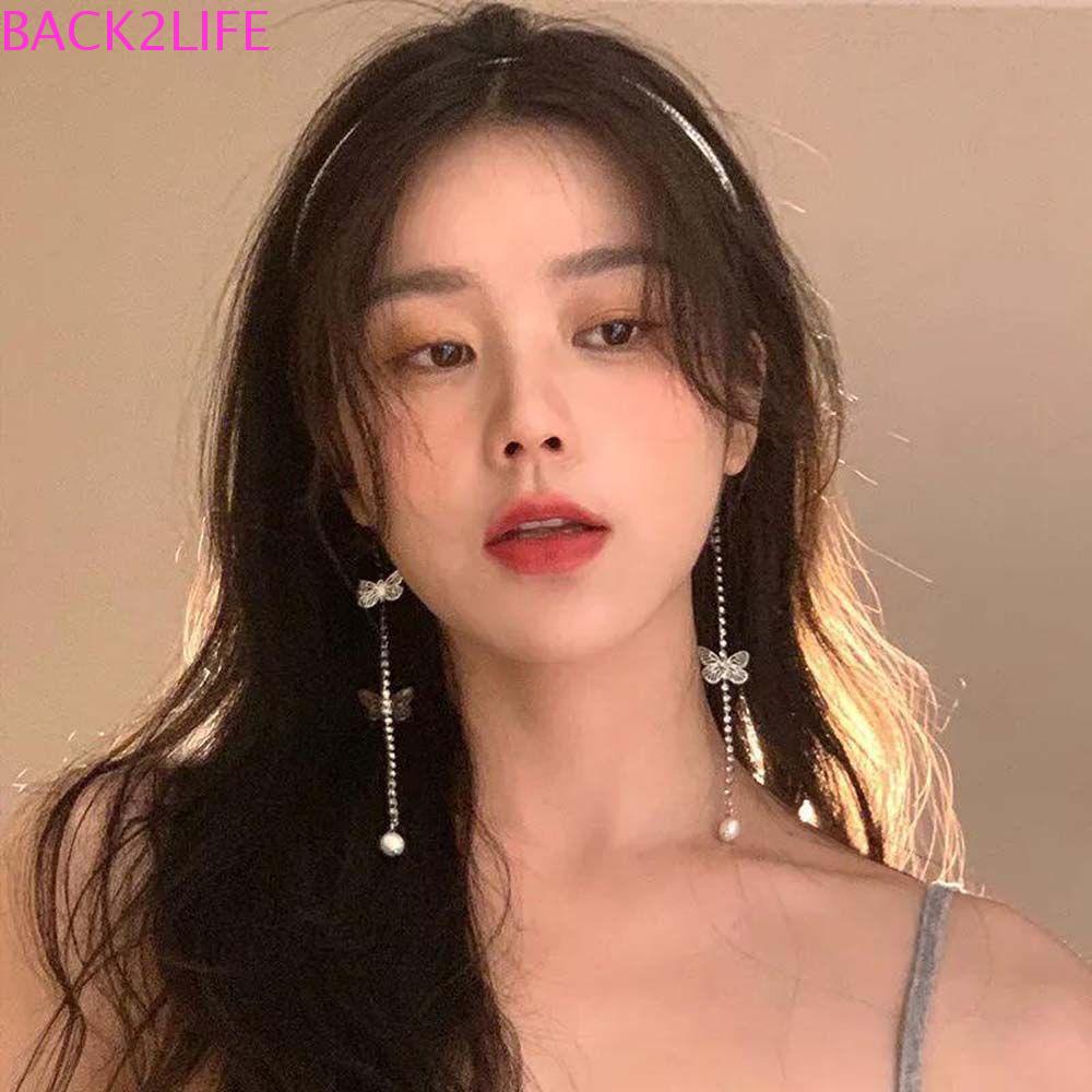 BACK2LIFE Băng Đô Cài Tóc Đính Bướm Tua Rua Kiểu Pháp Đơn Giản Ngọt Ngào Cho Nữ