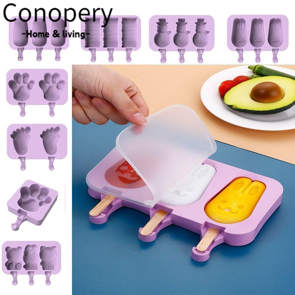 CONOPERY Khuôn Làm Kem Hình Hoạt Hình Có Thể Tái Sử Dụng