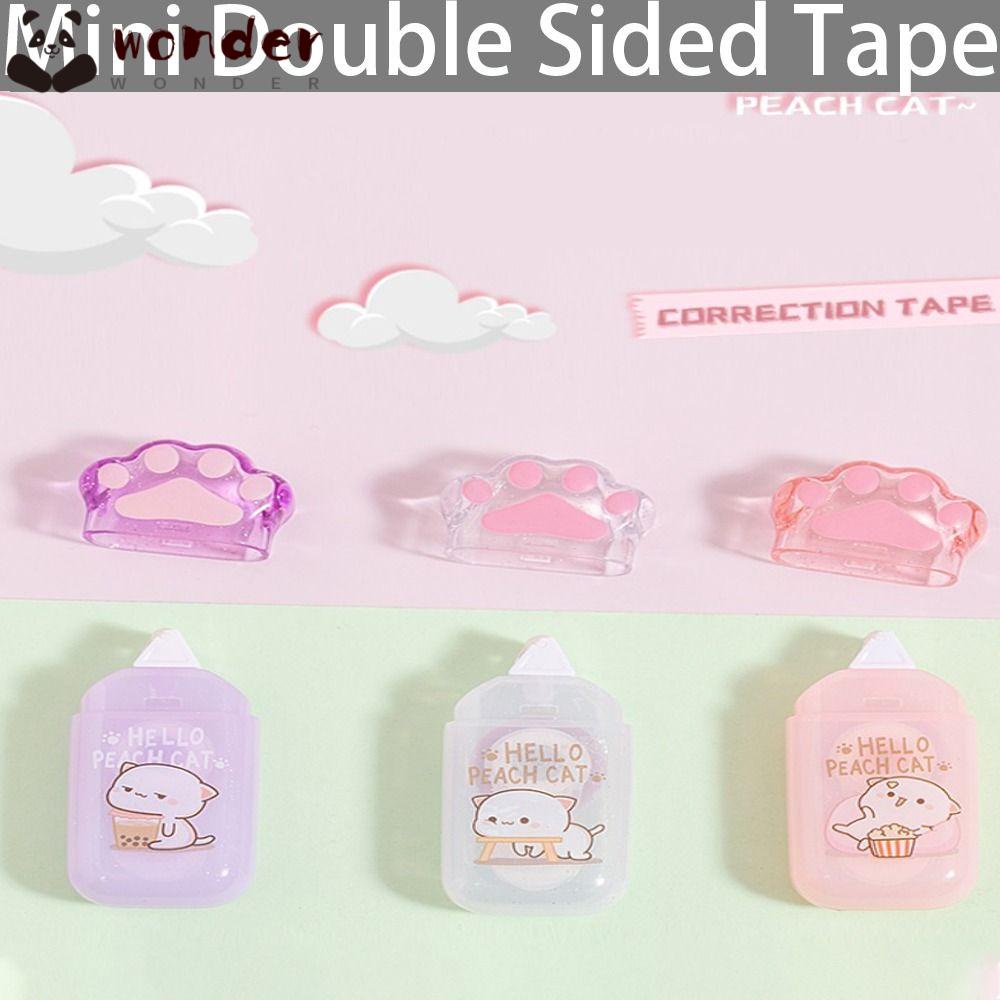 2 Cuộn Băng Keo Hai Mặt Mini Hình Mèo Dễ Thương Dùng Trang Trí Thủ Công DIY