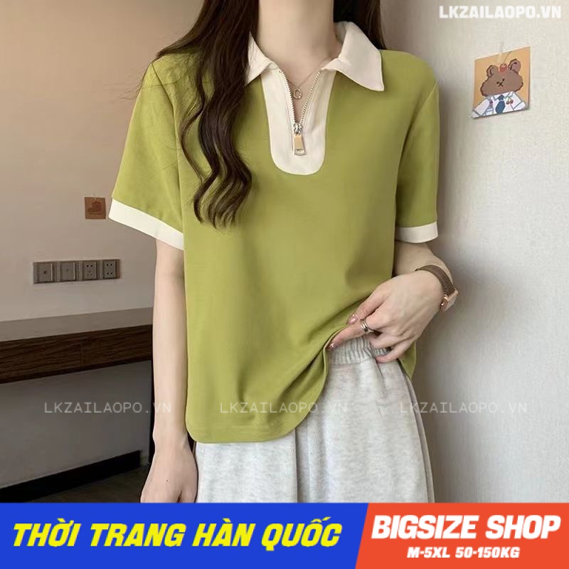 Áo thun nữ tay ngắn Bigsize Áo polo kiểu form rộng có cổ mùa hè Phong Cách hàn quốc đẹp Thanh Lịch cho nữ