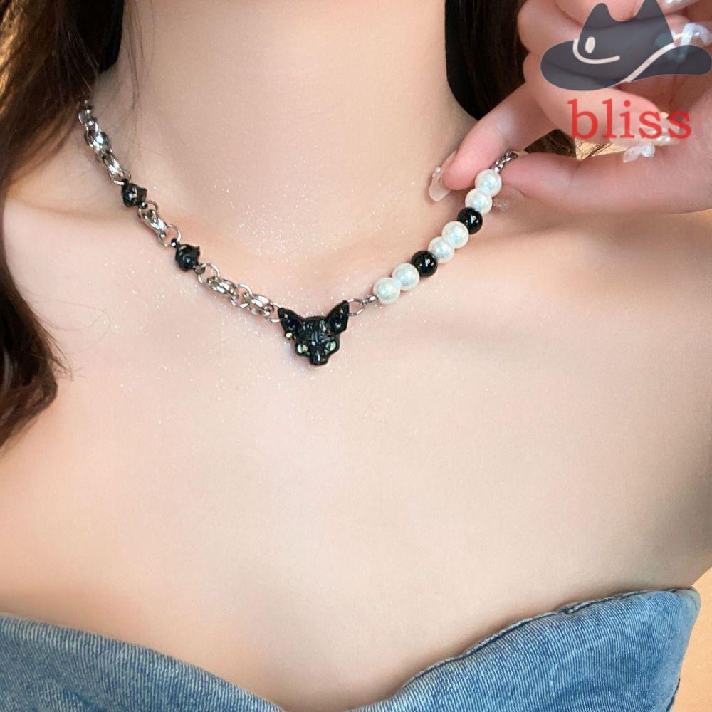 Vòng Tay Chuỗi Hạt Mặt Mèo Đen Phong Cách Hàn Quốc Y2K