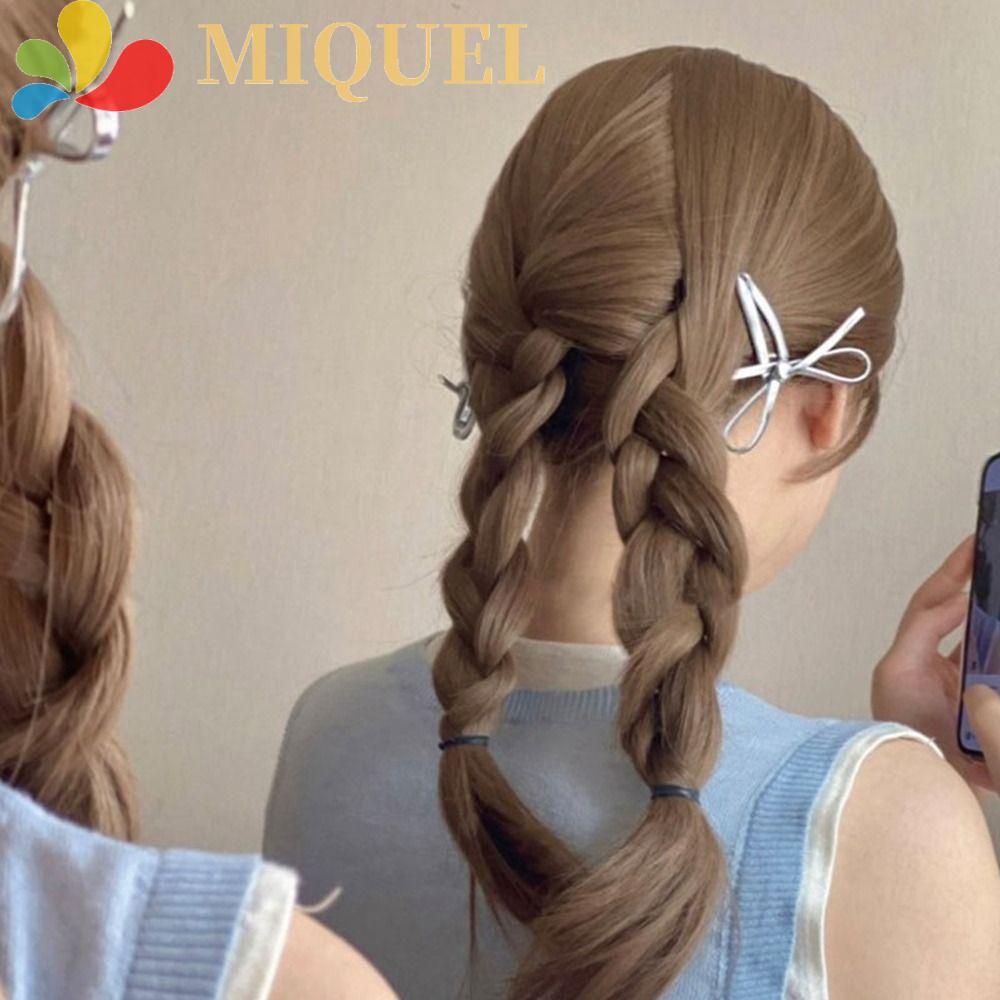 Kẹp Tóc Nơ Bằng Da Pu Màu Bạc Phong Cách Lolita Y2k Dành Cho Bạn Gái