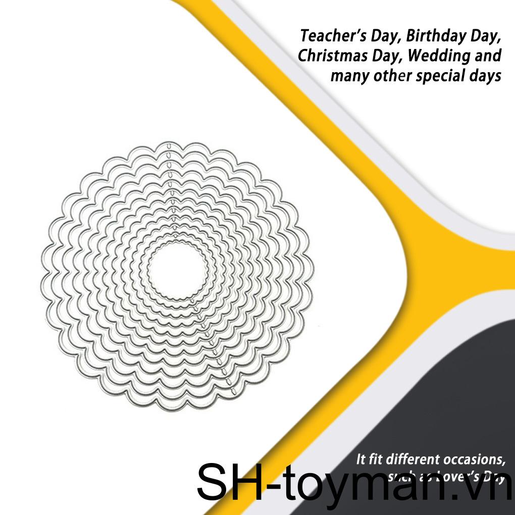 Khuôn Cắt Giấy Kim Loại Hình Tròn Tự Dính Dùng Để Làm Thẻ Thủ Công