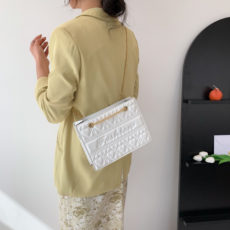 Túi Xách JASMIN NOIR Da PU Hình Vuông Họa Tiết Sọc Caro Phối Dây Đeo Sợi Xích Thời Trang Cho Nữ