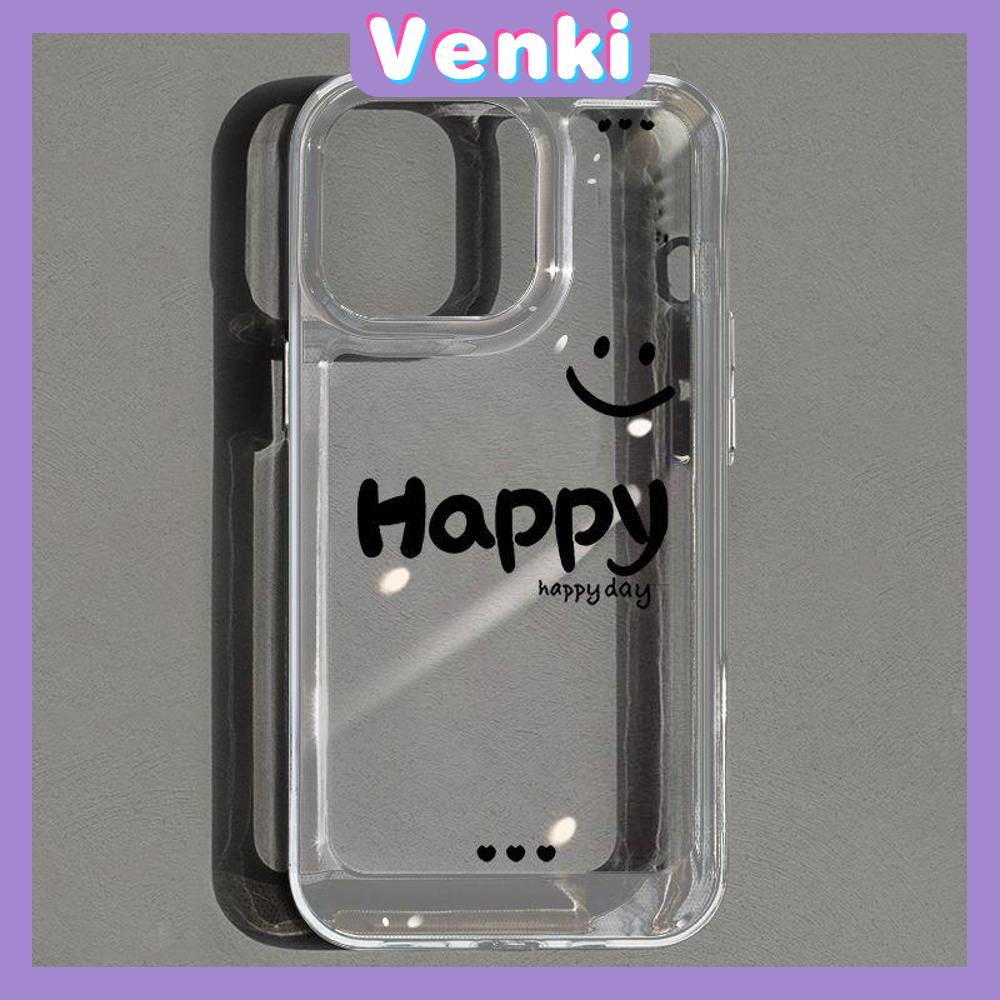 VENKI - Dành Cho Ốp Lưng iPhone 11 Ốp Lưng Trong Suốt Cứng Không Gian Vỏ Điện Thoại Túi Khí Bảo Vệ Chống Sốc Camera Tiếng Anh Đơn Giản Happy Tương Thích Với iPhone 14 13 Pro Max iPhone 12 Pro Max XR XS