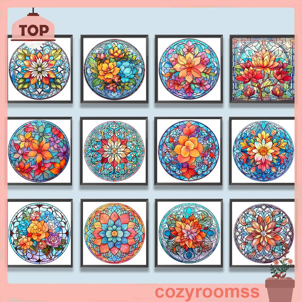 Tranh Đính Đá Kim Cương Toàn Bộ 5D DIY Hình Vẽ Hoa Bằng Kính