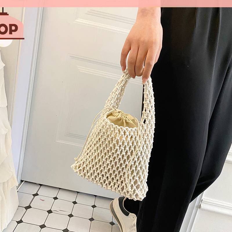 Túi Xách Đan Lát Ngăn Rộng Thời Trang Đi Biển Mùa Hè Cho Nữ