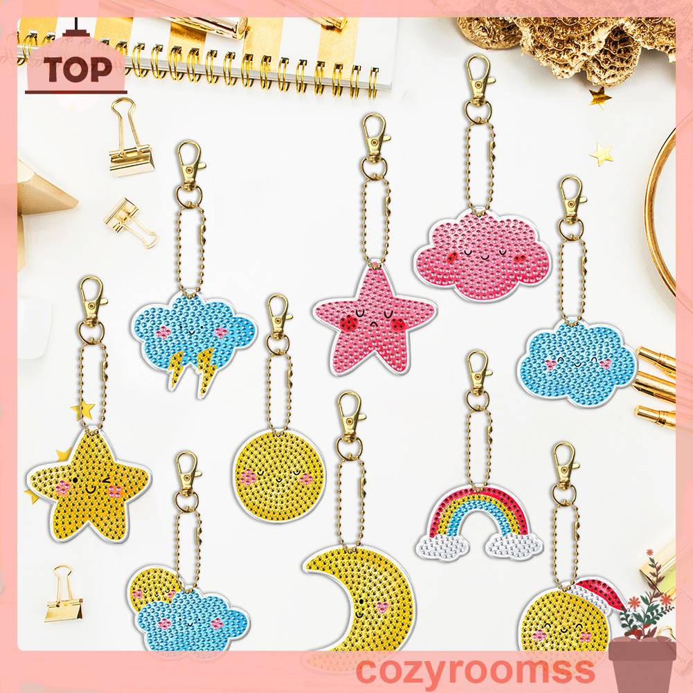 Set 10 Móc Khóa Hình Gấu Trúc 5D Dễ Thương